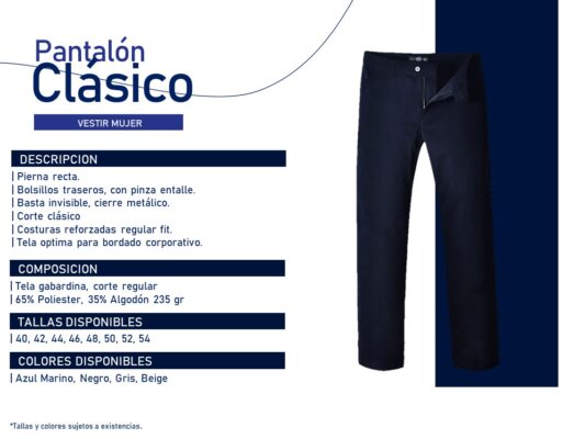 Pantalón clásico de pierna recta para mujer